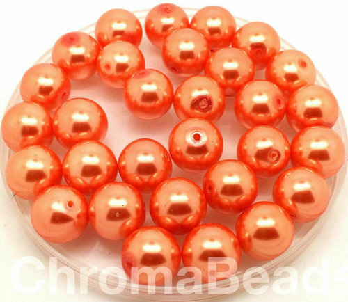 Coral 10mm Glass Pearls