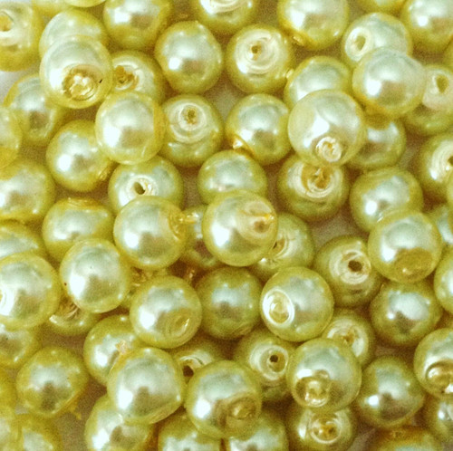 Lemon Yellow 10mm Glass Pearls