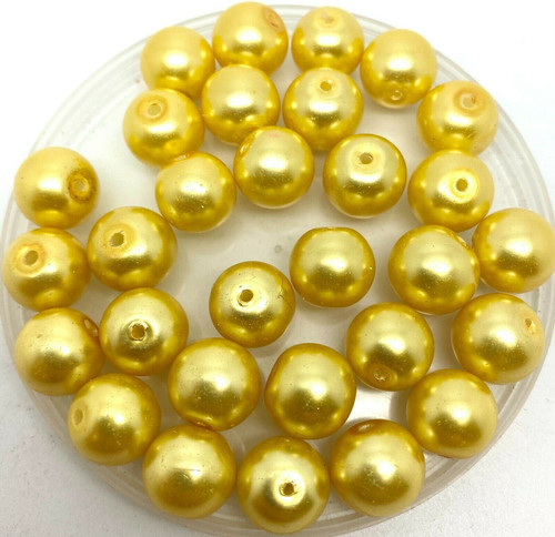 Yellow 12mm Glass Pearls