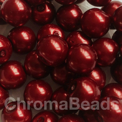 Dark Red 8mm Glass Pearls