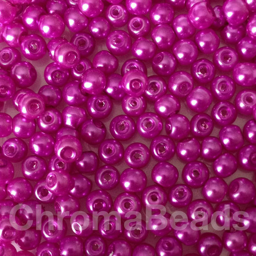 Magenta 8mm Glass Pearls