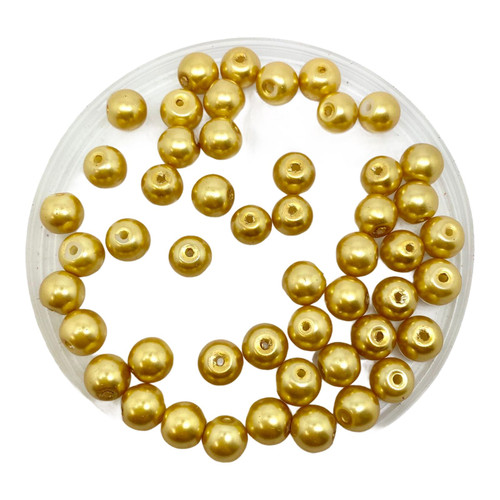 Old Gold 8mm Glass Pearls