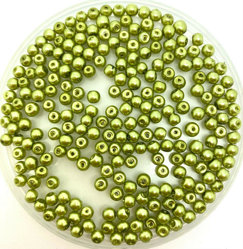 Olive Green 8mm Glass Pearls