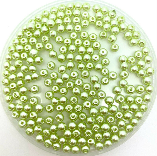 Pale Apple Green 8mm Glass Pearls