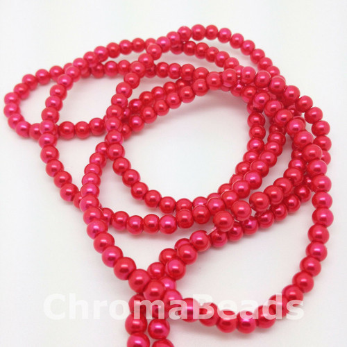 Raspberry Red 6mm Glass Pearls