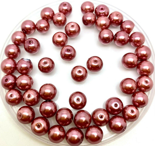 Rosy Brown 6mm Glass Pearls