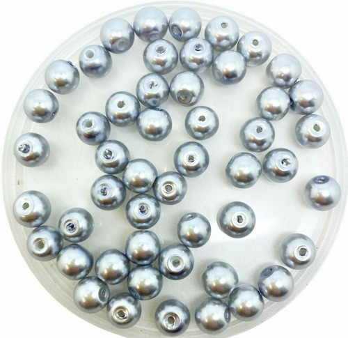 Silver Grey 6mm Glass Pearls
