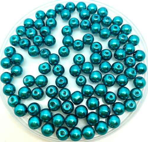 Teal 6mm Glass Pearls