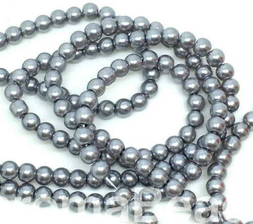 Steel Grey 6mm Glass Pearls