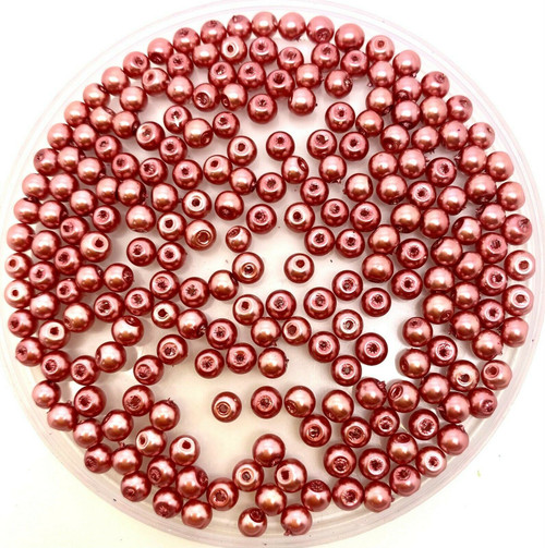 Rosy Brown 4mm Glass Pearls