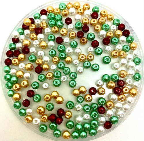 Xmas Mix 4mm Glass Pearls