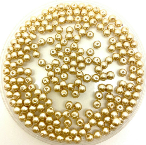 Champagne Gold 3mm Glass Pearls
