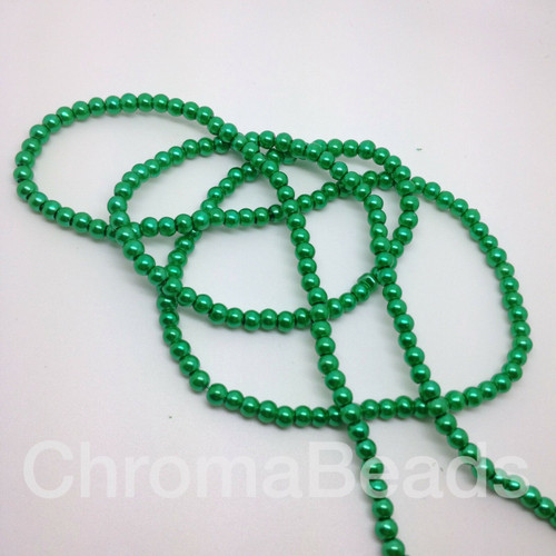 Emerald Green 3mm Glass Pearls