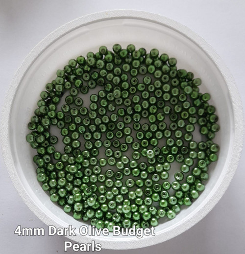 4mm budget Glass Pearls - Dark Olive (500 beads)