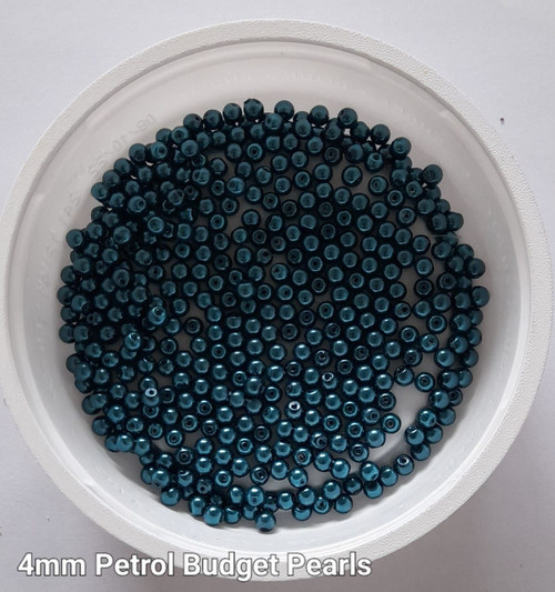4mm budget Glass Pearls - Petrol (500 beads)