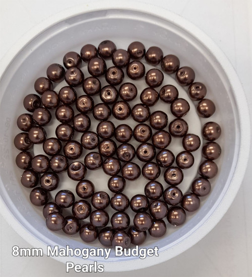 8mm budget Glass Pearls - Mahogany (100 beads)