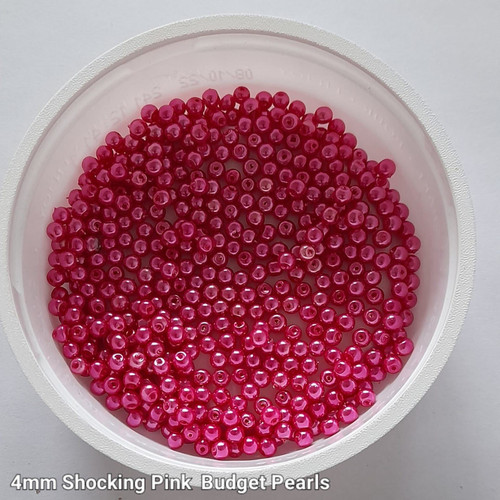 4mm budget Glass Pearls - Shocking Pink (500 beads)