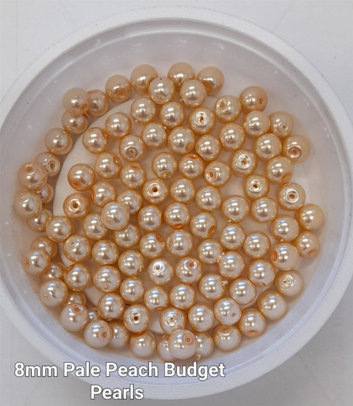8mm budget Glass Pearls - Pale Peach (100 beads)