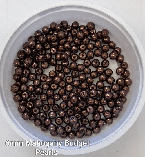6mm budget Glass Pearls - Mahogany (200 beads)