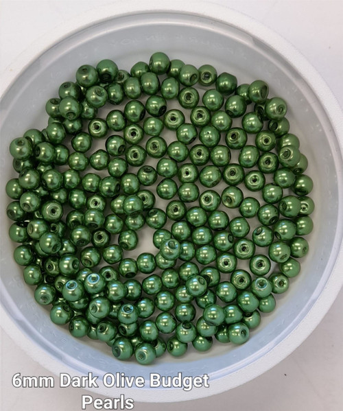 6mm budget Glass Pearls - Dark Olive (200 beads)