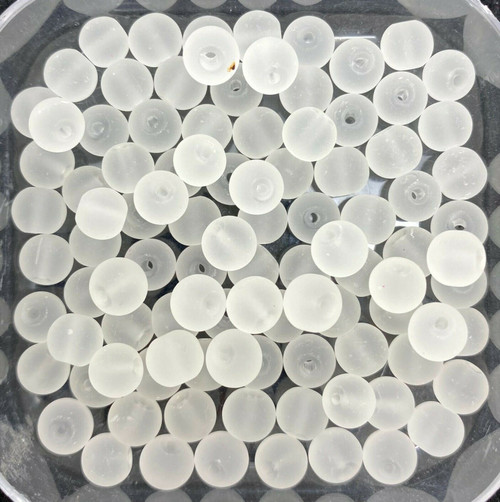 10mm Frosted Glass Beads - White, approx 40 beads