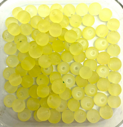 10mm Frosted Glass Beads - Light Yellow, approx 40 beads
