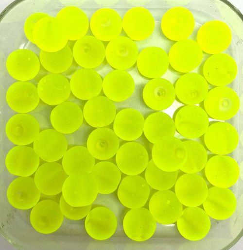 8mm Frosted Glass Beads - Bright Yellow, approx 50 beads
