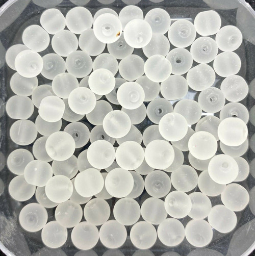 4mm Frosted Glass Beads - White, approx 200 beads