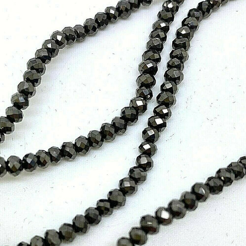 3.5x2.5mm Faceted Glass Rondelles - GUN METAL - approx 15" strand (approx 150 beads)