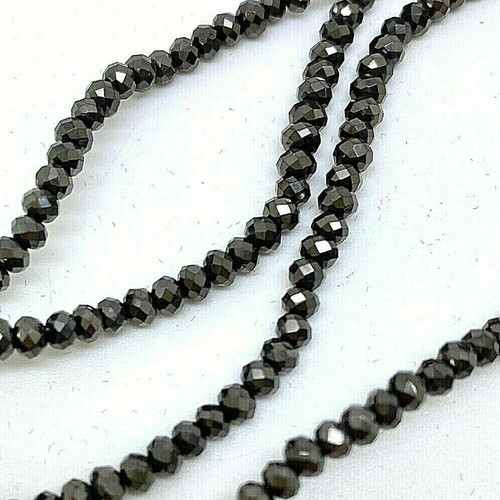 8x6mm Faceted Glass Rondelles - GUN METAL - approx 72 beads / 17 inch strand