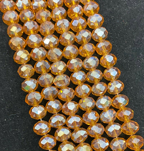 Amber AB 8x6mm Faceted Glass Rondelles