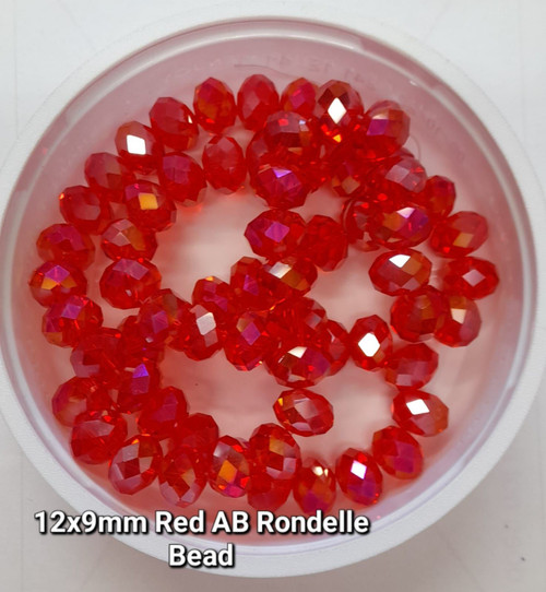 Red AB 12x9mm Faceted Glass Rondelles