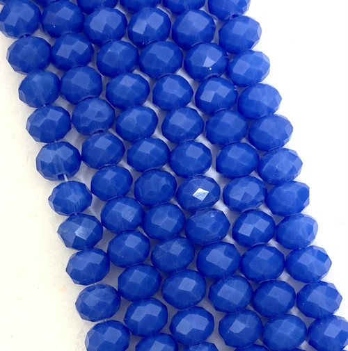 Blue Opaque 6x4mm Faceted Glass Rondelles