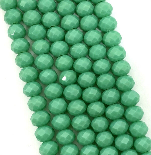 6x4mm Faceted Glass Rondelles - JADE OPAQUE - approx 100 beads