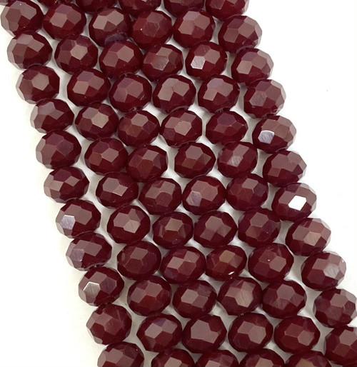 6x4mm Faceted Glass Rondelles - OXBLOOD OPAQUE - approx 100 beads / 16 inch strand