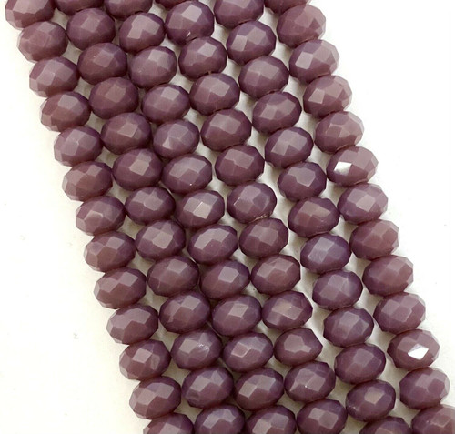 6x4mm Faceted Glass Rondelles - PURPLE OPAQUE - approx 100 beads