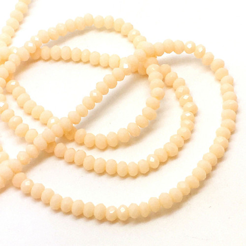 Pale Peach Opaque 3x2mm Faceted Glass Rondelles