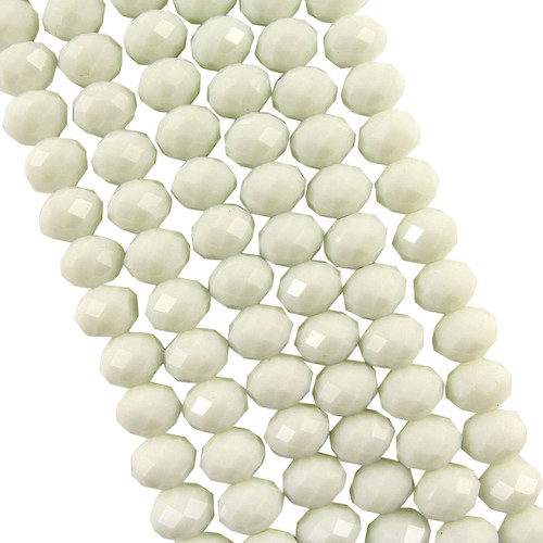 White Opaque 10x8mm Faceted Glass Rondelles