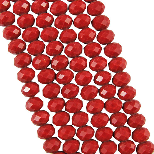 Dark Red Opaque 10x8mm Faceted Glass Rondelles