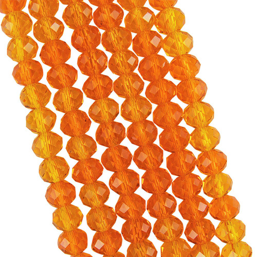 8x6mm Faceted Glass Rondelles - LIGHT ORANGE - approx 72 beads / 17 inch strand