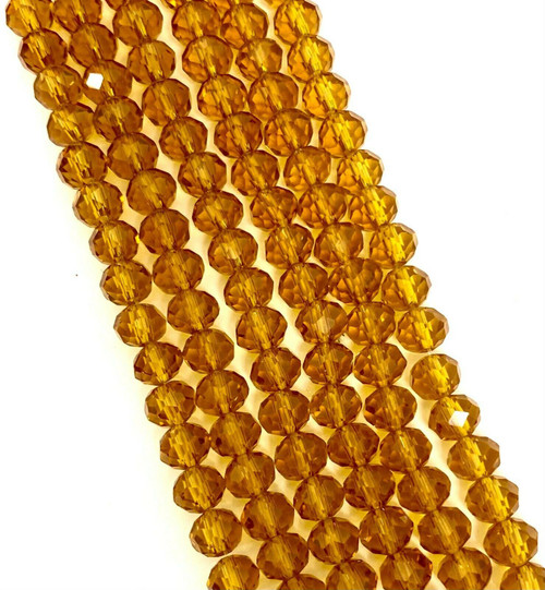 Gold 8x6mm Faceted Glass Rondelles