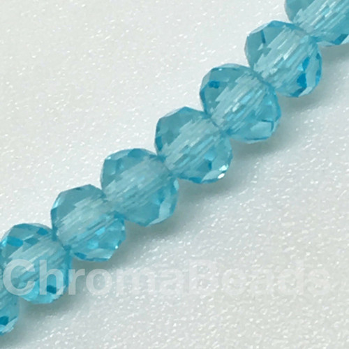 8x6mm Faceted Glass Rondelles - AQUA - approx 72 beads / 17 inch strand