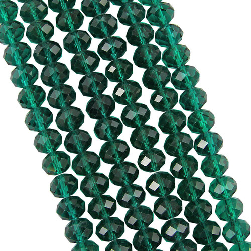 Teal 6x4mm Faceted Glass Rondelles