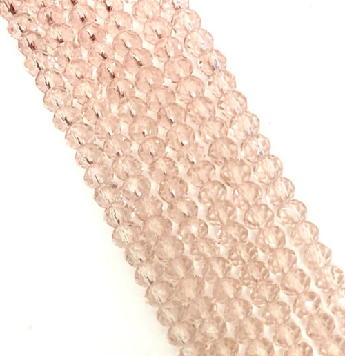 Light Pink 6x4mm Faceted Glass Rondelles