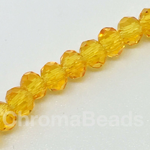 4x3mm Faceted Glass Rondelles - SUNSHINE YELLOW - approx 150 beads / 18 inch strand