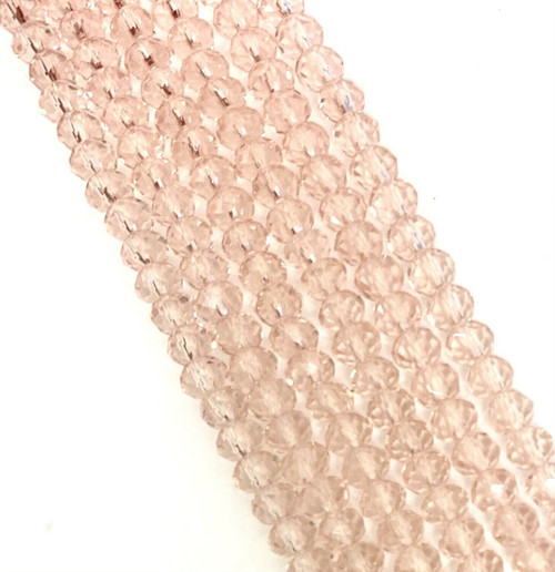 Light Pink 3x2mm Faceted Glass Rondelles