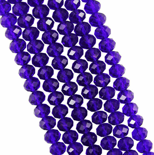 3x2mm Glass Rondelle beads - DEEP BLUE - approx 15" strand (approx 200 beads)