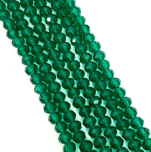 Dark Green 3x2mm Faceted Glass Rondelles