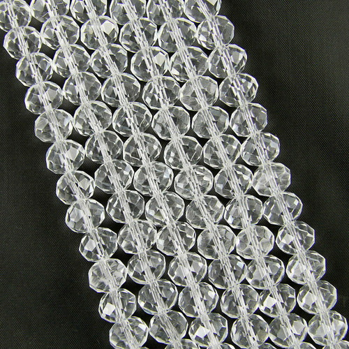 3x2mm Glass Rondelle beads - CLEAR - approx 15" strand (approx 200 beads)
