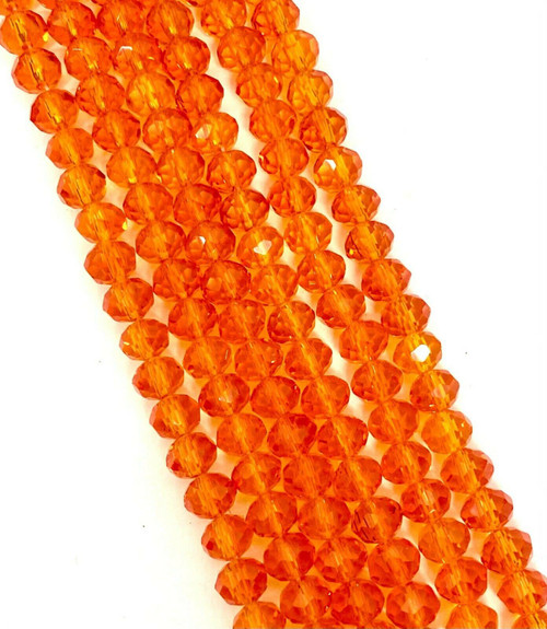 Orange 12x9mm Faceted Glass Rondelles